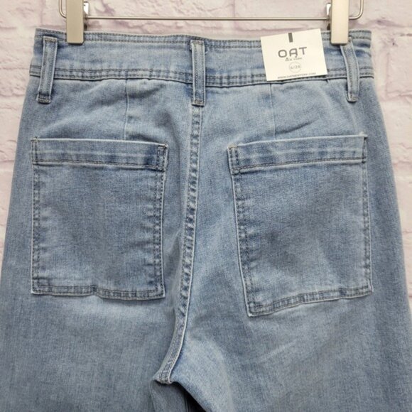 NEW Oat New York High Rise Wide Leg Jeans Size 6/28 Raw Hem Light/Med Wash - Picture 6 of 10